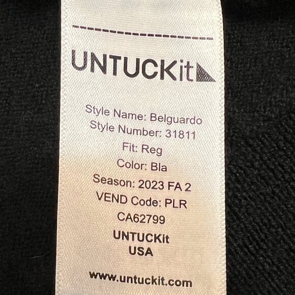 UNTUCKit Men’s XX-Large 100% Extrafine Merino Wool Quarter-Zip Sweater Black - Picture 4 of 10